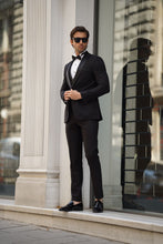 Load image into Gallery viewer, Simon Slim Fit High Quality Shawl Collar Black Tuxedo Suıt
