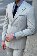 Load image into Gallery viewer, Simon Sim Fit Double Breasted Grey Woolen Suit
