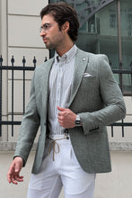 Load image into Gallery viewer, Simon Sim Fit Self-Patterned Light Green Blazer
