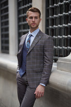 Load image into Gallery viewer, Simon Slim Fit Plaid Brown Woolen Combination Suit

