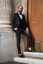 Load image into Gallery viewer, Myles Slim Fit Velvet Lapeled Black Tuxedo
