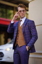 Load image into Gallery viewer, Jude Slim Fit Plaid Navy &amp; Blue Woolen Combination Suit
