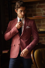 Load image into Gallery viewer, Simon High Quality Slim-fit Self-Patterned Cotton Claret Red Blazer

