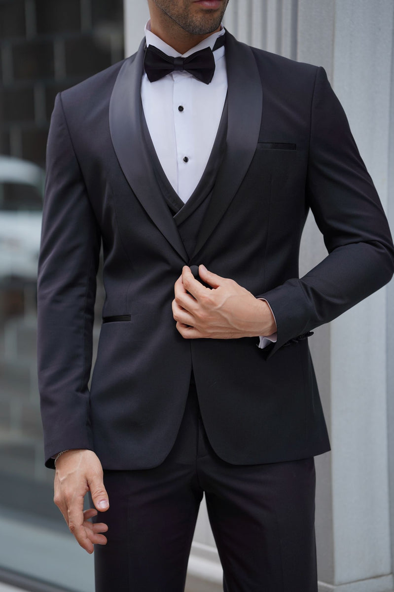 Simon Slim Fit High Quality Shawl Collar Black Tuxedo Suıt – MCR TAILOR