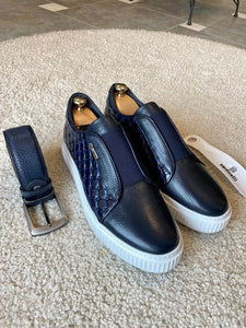 Abboud New Collection Navy Float Leather Shoes