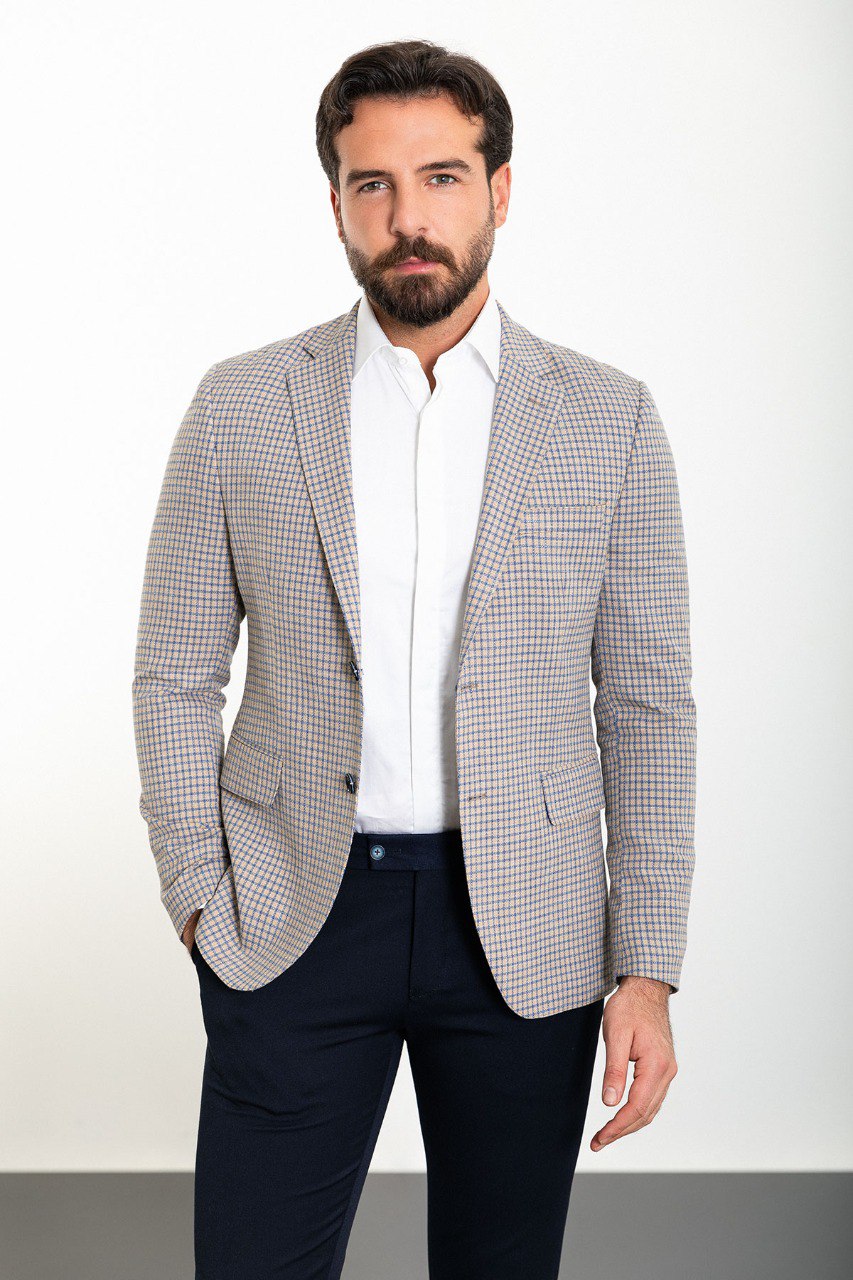 Oliver Slim Fit Grey Plaid Blazer