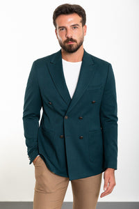 Oliver Slim Fit Double Breasted Petrol Blue Blazer