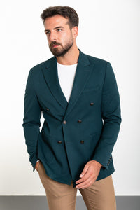 Oliver Slim Fit Double Breasted Petrol Blue Blazer