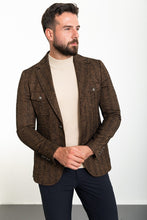 Load image into Gallery viewer, Oliver Slim Fit Brown Patterned Blazer
