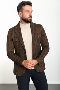 Oliver Slim Fit Brown Patterned Blazer