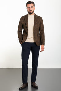 Oliver Slim Fit Brown Patterned Blazer