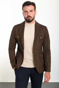 Oliver Slim Fit Brown Patterned Blazer