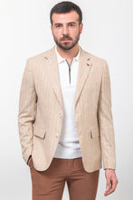 Load image into Gallery viewer, Oliver Slim Fit Beige Striped Blazer
