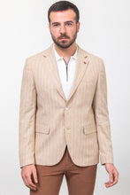 Load image into Gallery viewer, Oliver Slim Fit Beige Striped Blazer
