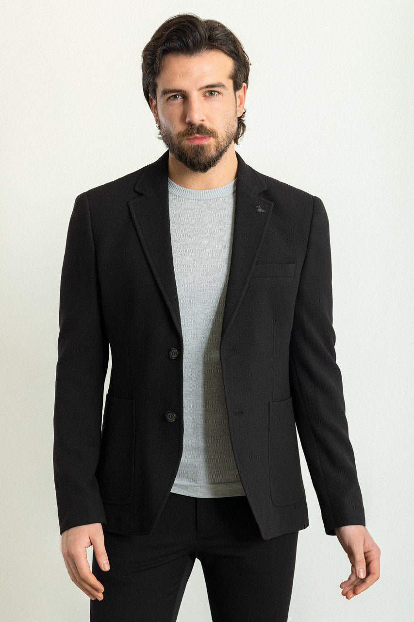 Oliver Slim Fit Woven Black Blazer