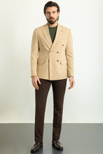 Load image into Gallery viewer, Oliver Slim Fit Beige Double Breasted Blazer
