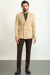 Oliver Slim Fit Beige Double Breasted Blazer