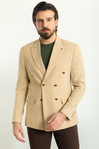 Oliver Slim Fit Beige Double Breasted Blazer