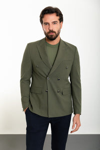 Oliver Slim Fit Khaki Double Breasted Blazer