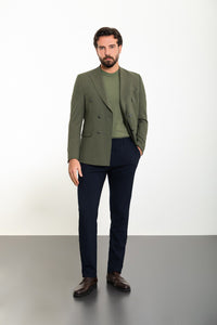 Oliver Slim Fit Khaki Double Breasted Blazer