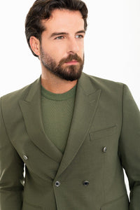 Oliver Slim Fit Khaki Double Breasted Blazer