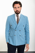 Load image into Gallery viewer, Oliver Slim Fit Blue Double Breasted Blazer
