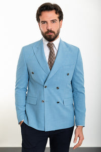 Oliver Slim Fit Blue Double Breasted Blazer