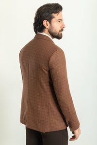 Oliver Slim Fit Brown Plaid Blazer