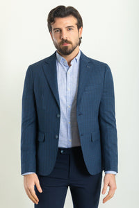 Oliver Slim Fit Navy Plaid Blazer