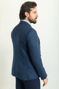 Oliver Slim Fit Navy Plaid Blazer