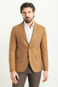 Oliver Slim Fit Camel Plaid Blazer