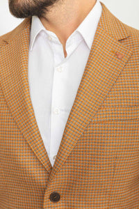 Oliver Slim Fit Camel Plaid Blazer