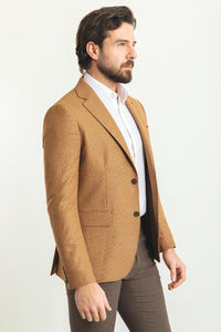 Oliver Slim Fit Camel Plaid Blazer