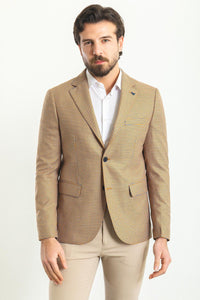 Oliver Slim Fit Beige Plaid Blazer