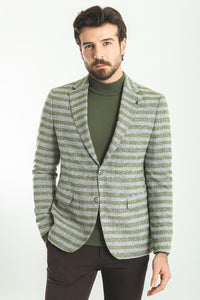 Tyler Slim Fit Green Patterned Blazer