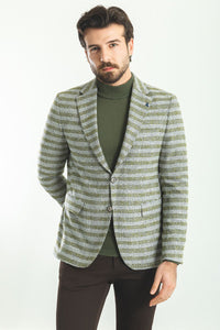 Tyler Slim Fit Green Patterned Blazer