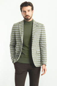 Tyler Slim Fit Green Patterned Blazer