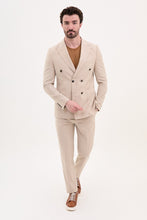 Load image into Gallery viewer, Tyler Slim Fit Beige Double Breasted Blazer
