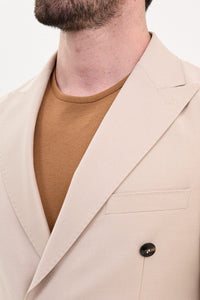 Tyler Slim Fit Beige Double Breasted Blazer