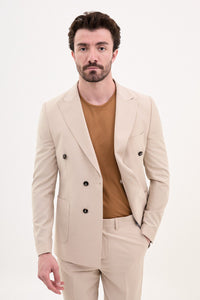 Tyler Slim Fit Beige Double Breasted Blazer