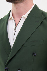 Tyler Slim Fit Khaki Double Breasted Blazer