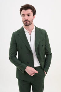 Tyler Slim Fit Khaki Double Breasted Blazer