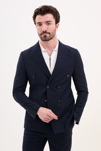 Tyler Slim Fit Navy Double Breasted Blazer