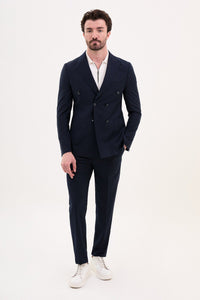 Tyler Slim Fit Navy Double Breasted Blazer