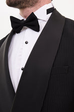 Load image into Gallery viewer, Tyler Slim Fit Black Stripe Lapeled Tux/Suit
