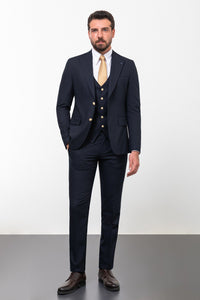 Tyler Slim Fit Navy Blue Vested Suit