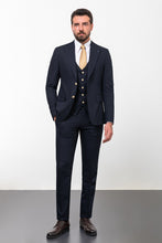 Load image into Gallery viewer, Tyler Slim Fit Navy Blue Vested Suit
