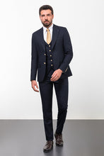 Load image into Gallery viewer, Tyler Slim Fit Navy Blue Vested Suit
