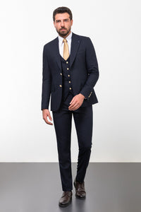 Tyler Slim Fit Navy Blue Vested Suit