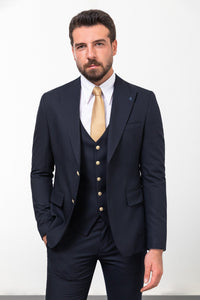 Tyler Slim Fit Navy Blue Vested Suit